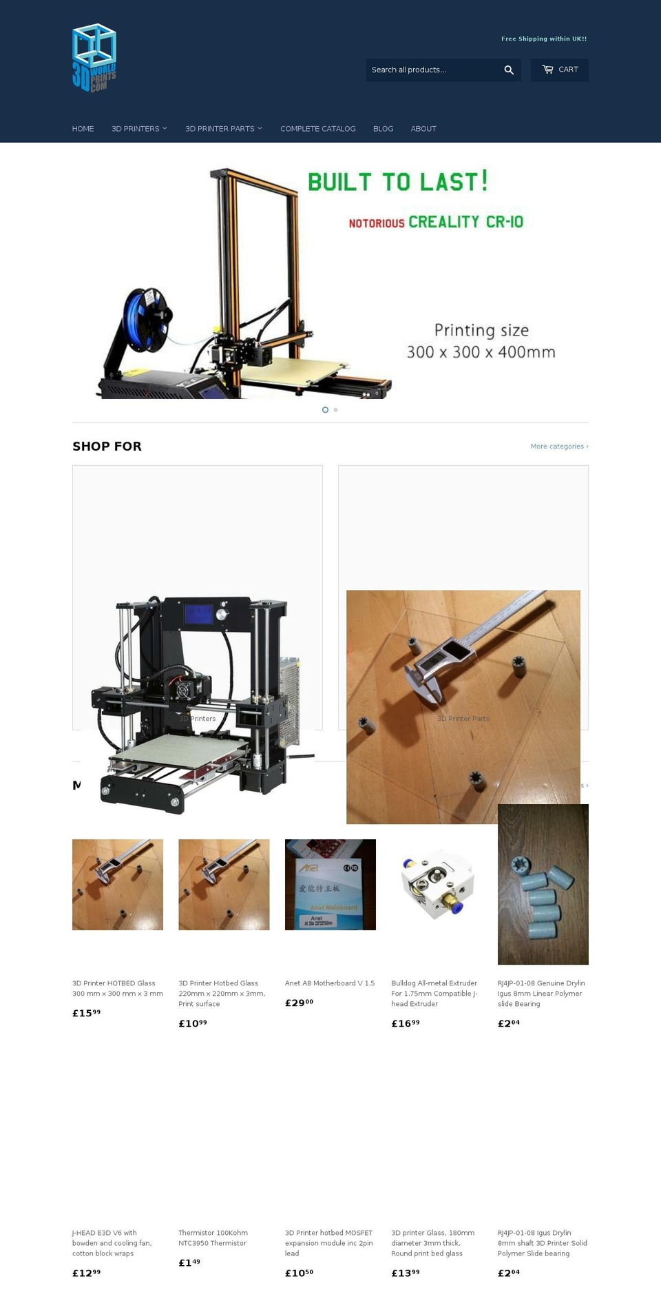3dworldprint.com — Shopify storefront screenshot