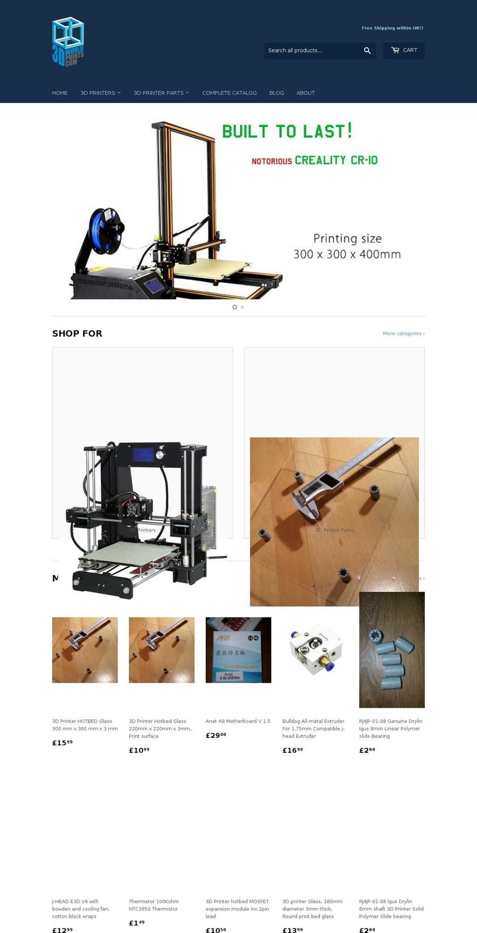 3dworldprints.com — Shopify storefront screenshot