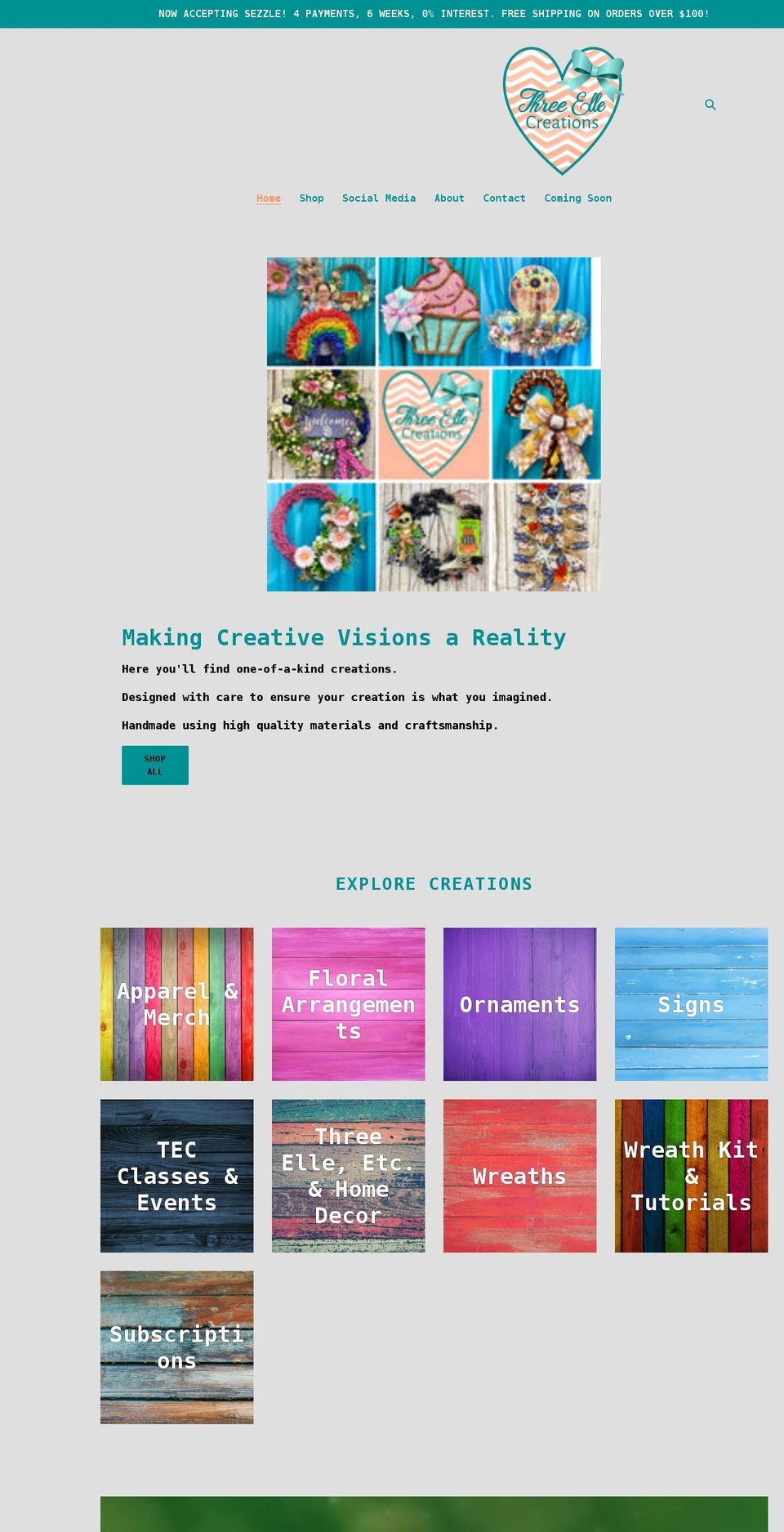 3ellecreations.com shopify website screenshot