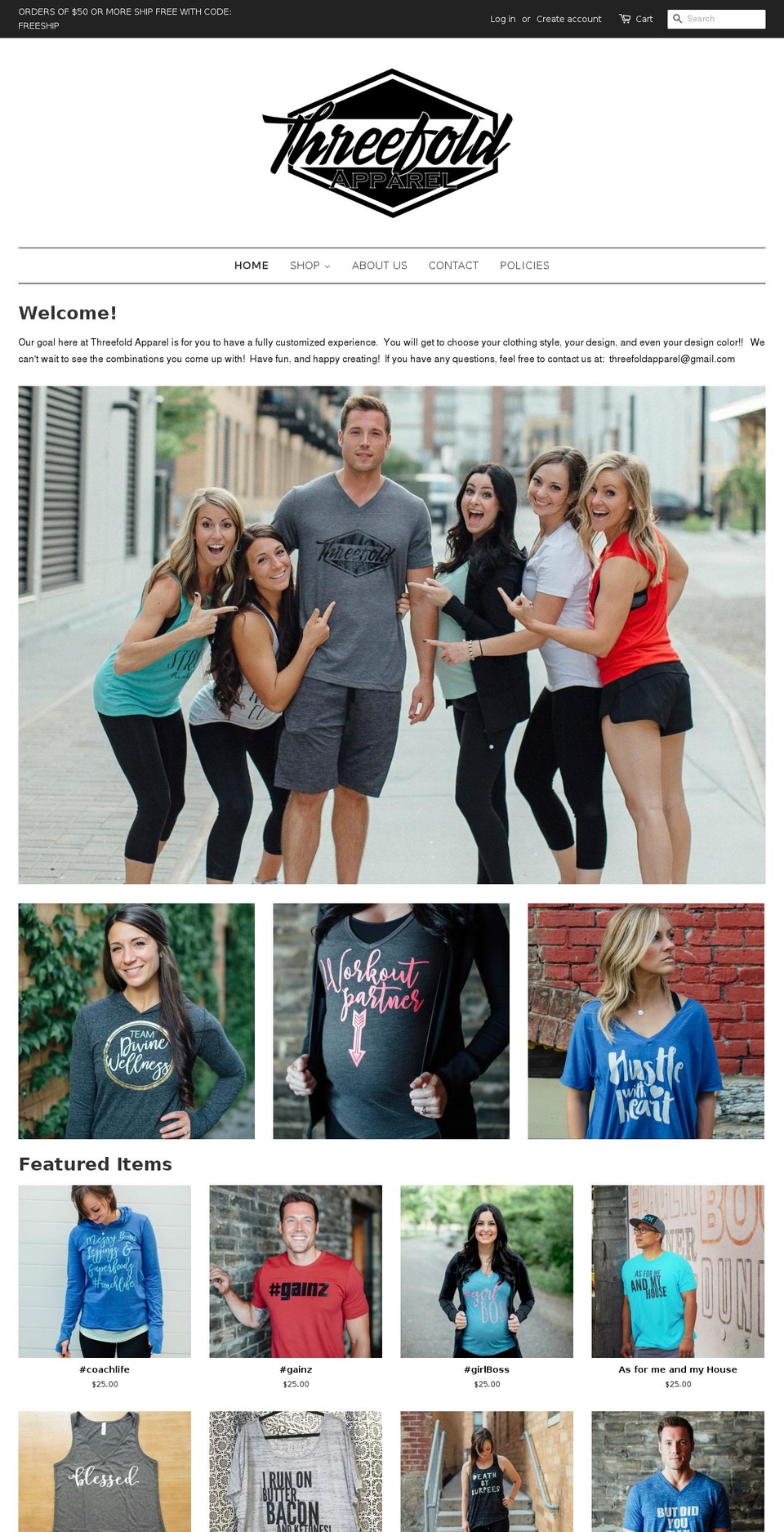 3foldapparel.com shopify website screenshot