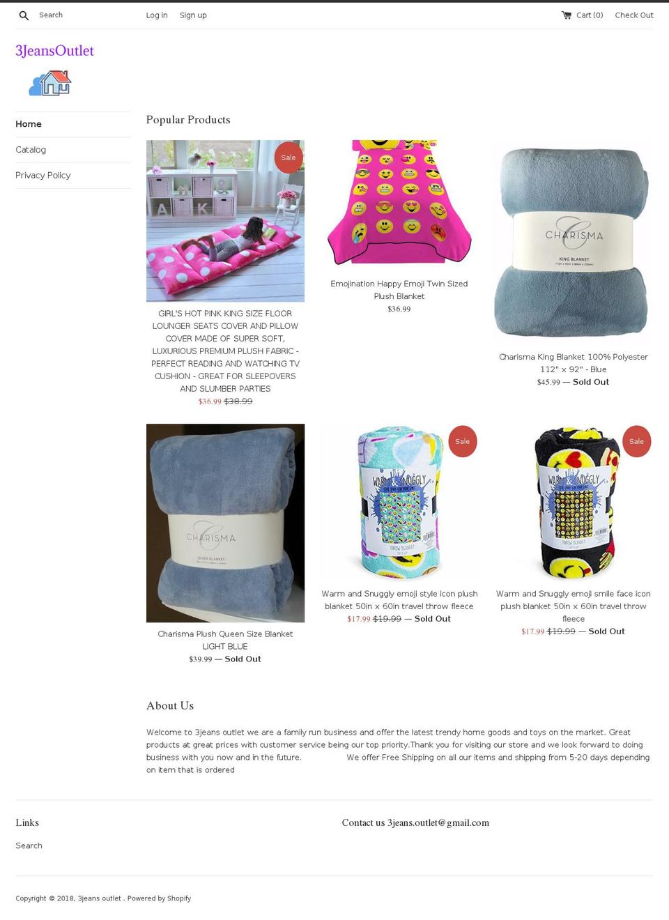 3jeansoutlet.com — Shopify storefront screenshot