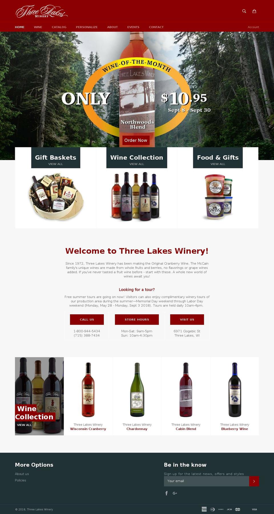 3lakeswinery.com shopify website screenshot