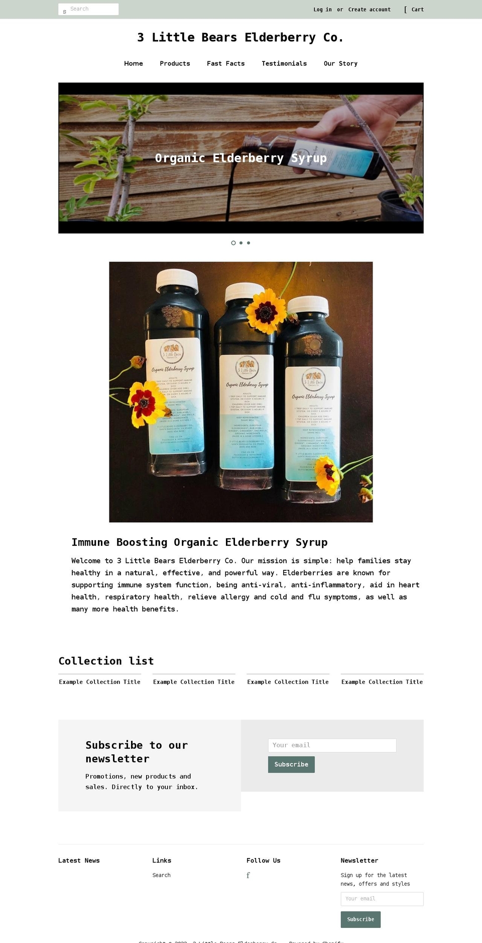 3littlebearselderberry.com shopify website screenshot