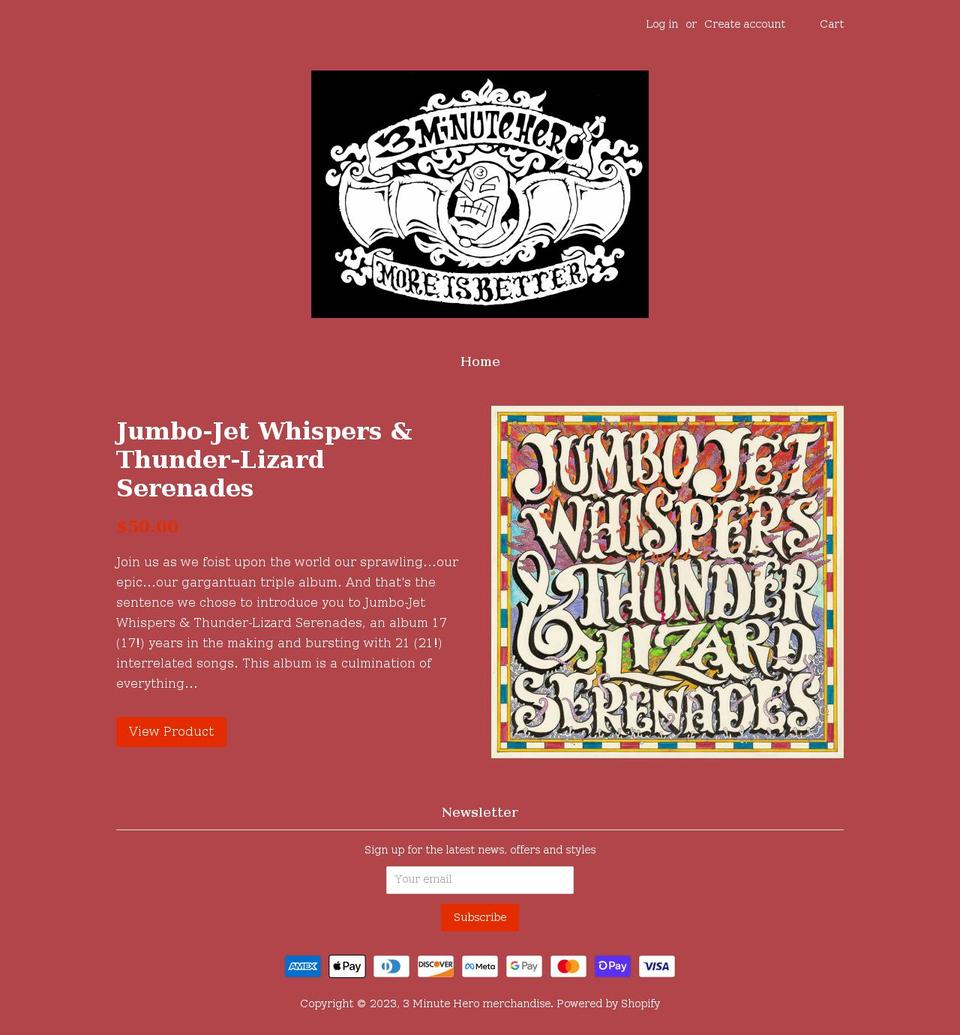 3minutehero.com shopify website screenshot