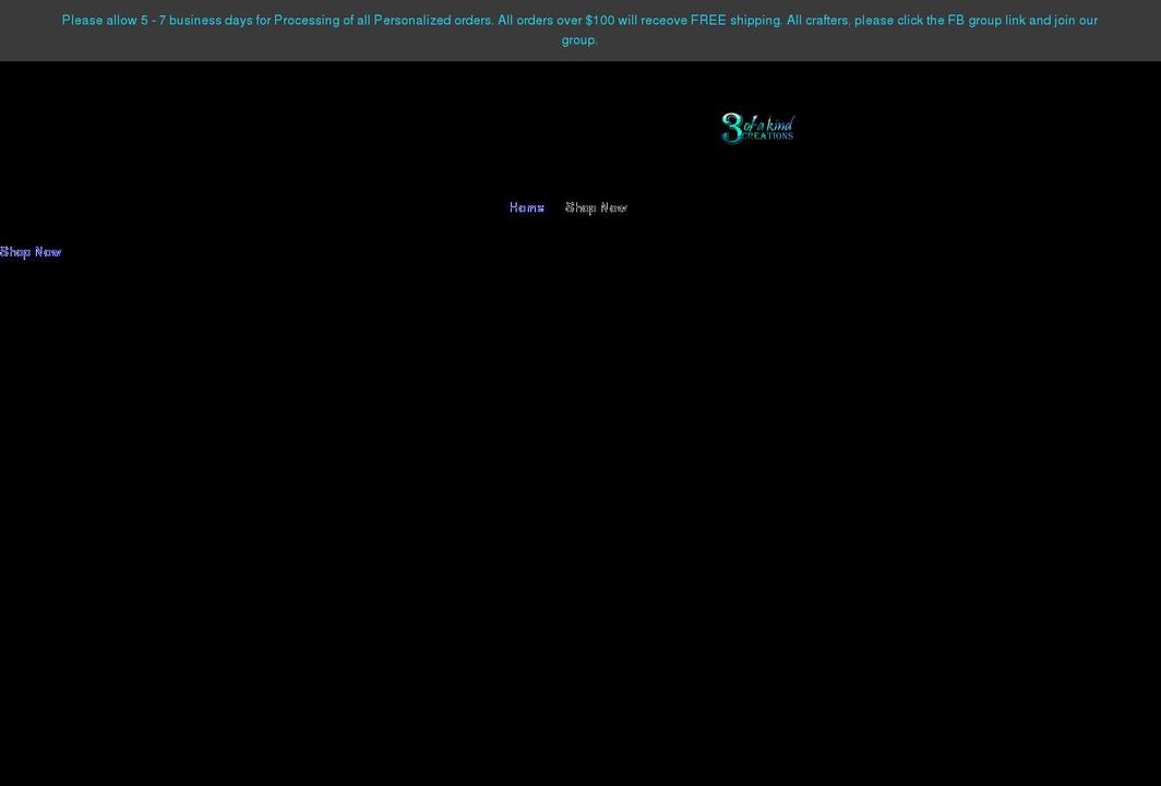 3ofakindcreations.com shopify website screenshot