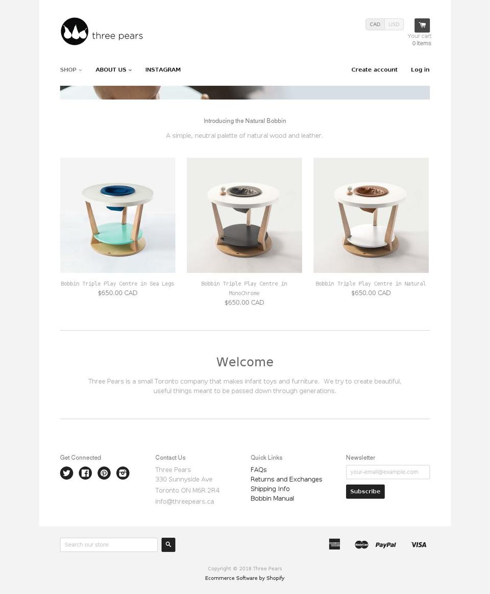 3pears.ca shopify website screenshot