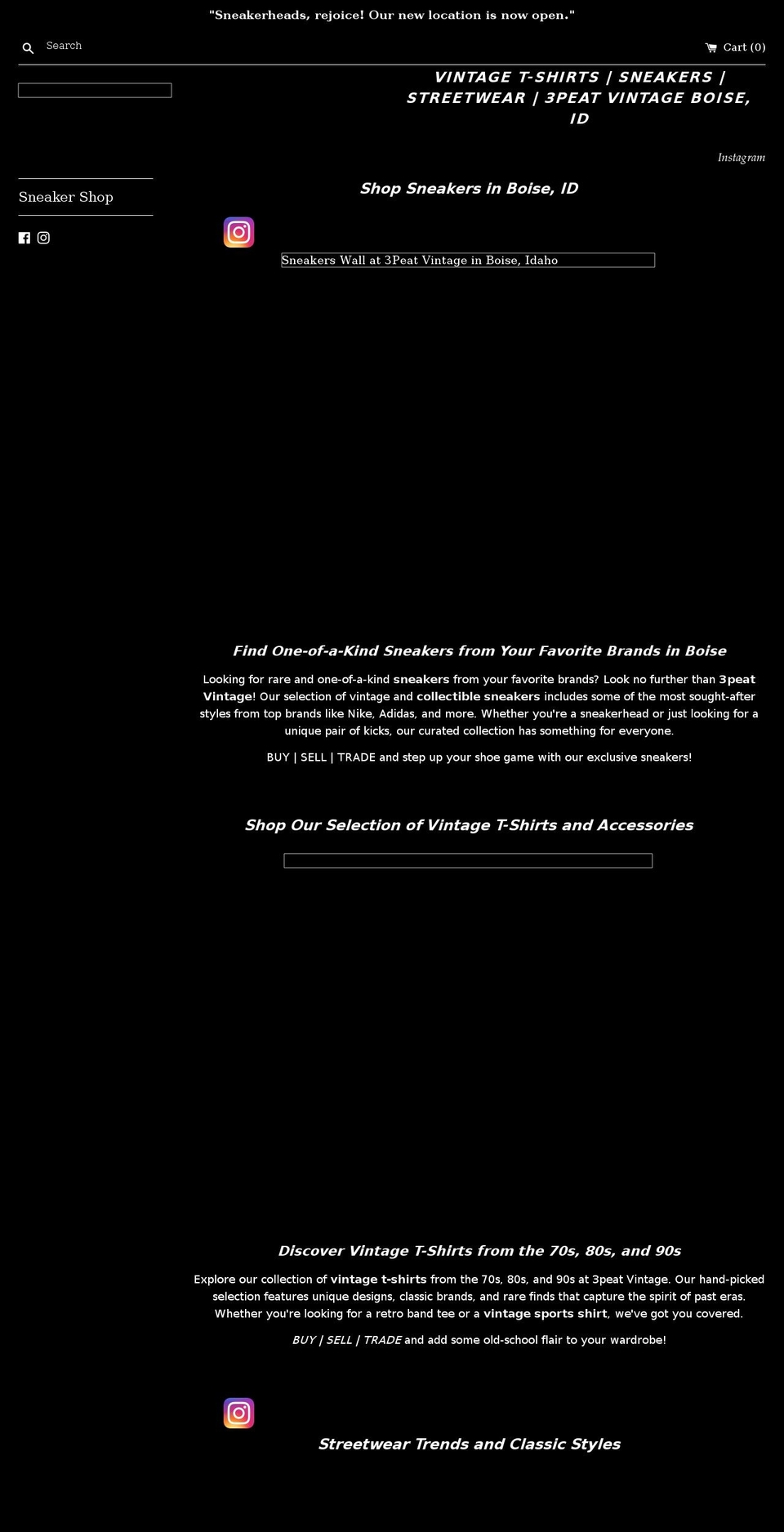 3peatvintage.com shopify website screenshot