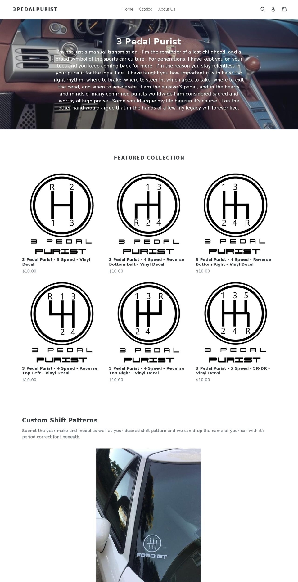 3pedalpurist.com — Shopify storefront screenshot