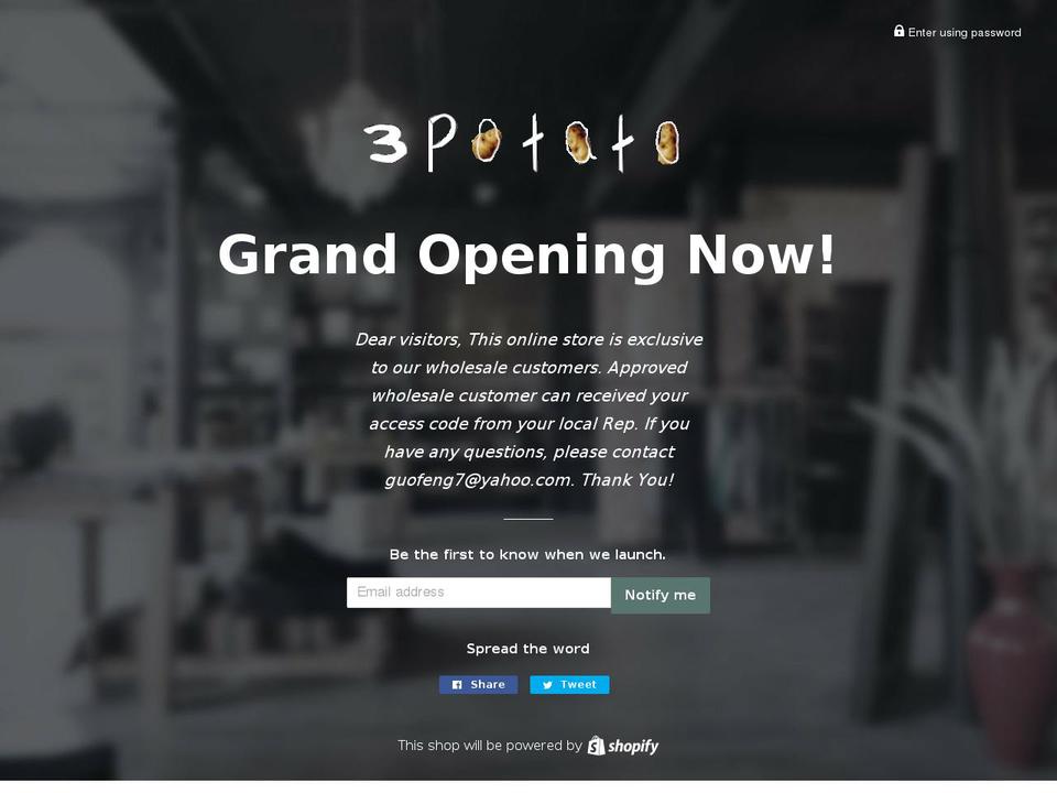 3potato.com shopify website screenshot