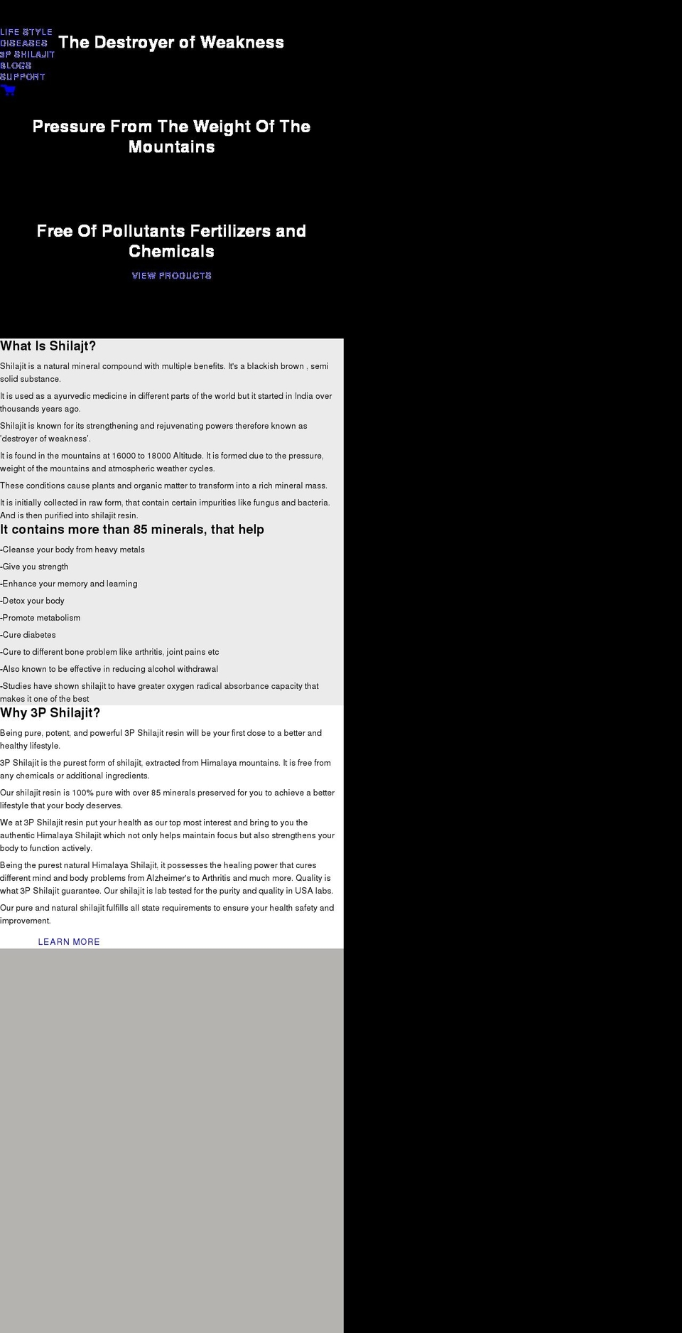 3pshilajit.com — Shopify storefront screenshot