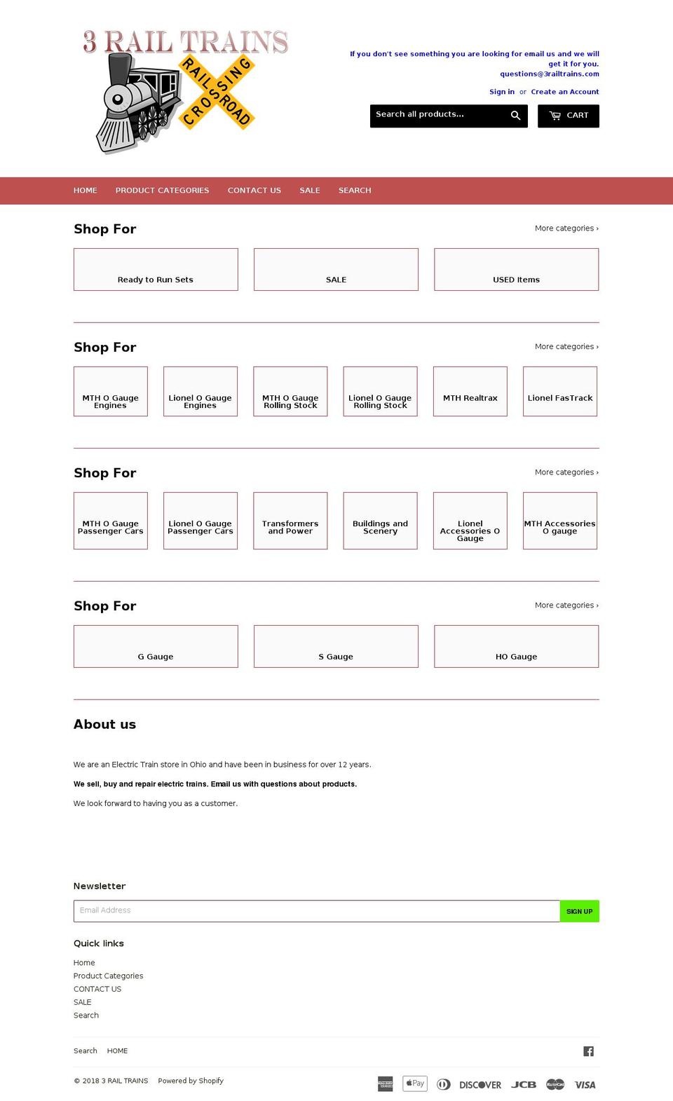 3railtrains.com — Shopify storefront screenshot