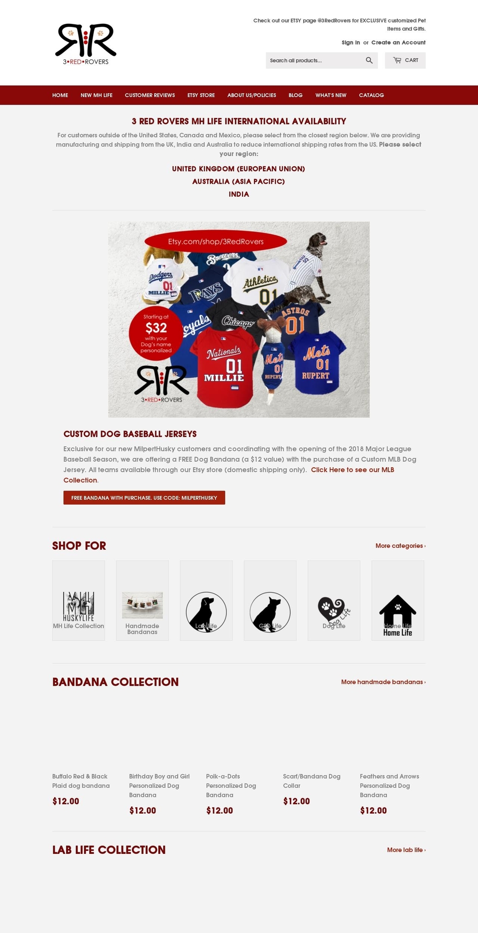 3redrovers.com shopify website screenshot