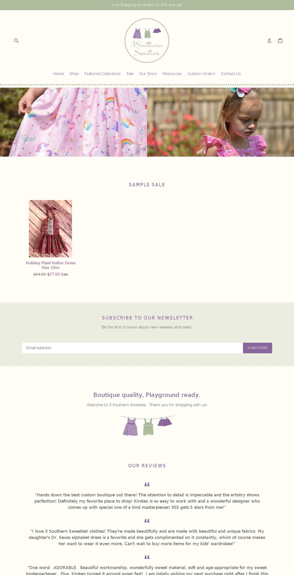 3southernsweeties.com shopify website screenshot