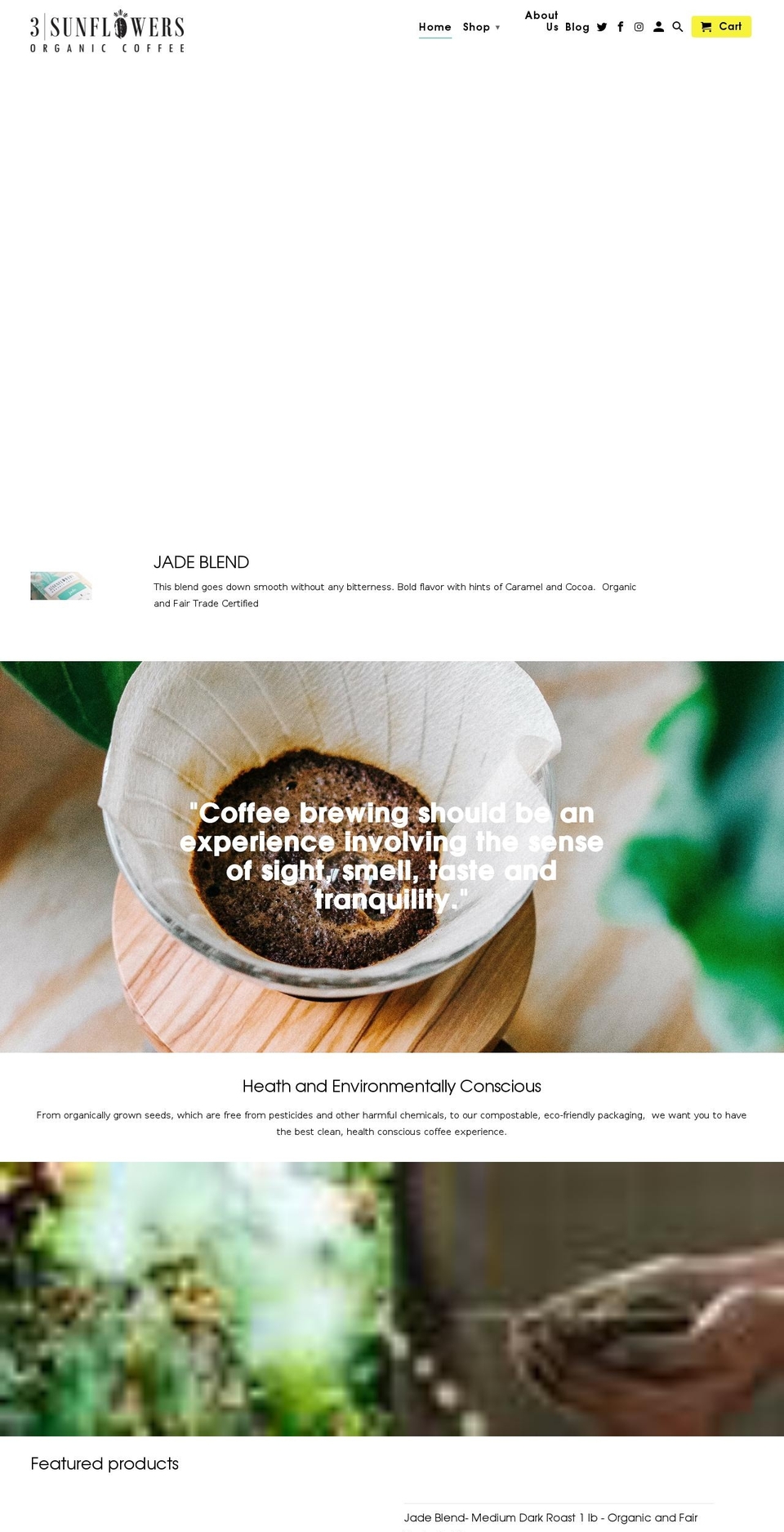 3sunflowerscoffee.com — Shopify storefront screenshot