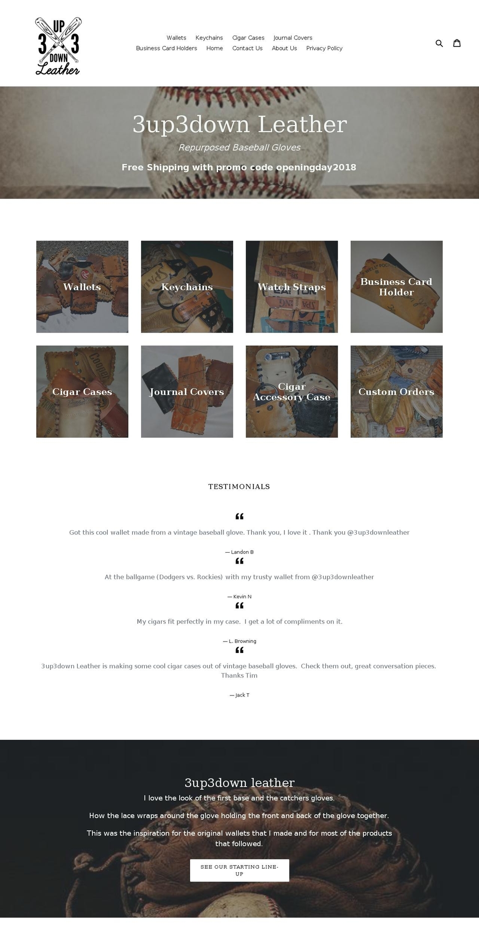 3up3downleather.com shopify website screenshot