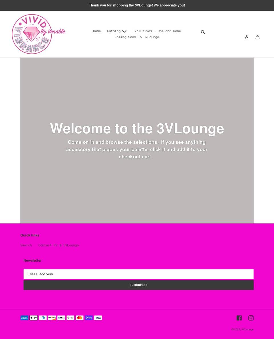 3vlounge.com shopify website screenshot