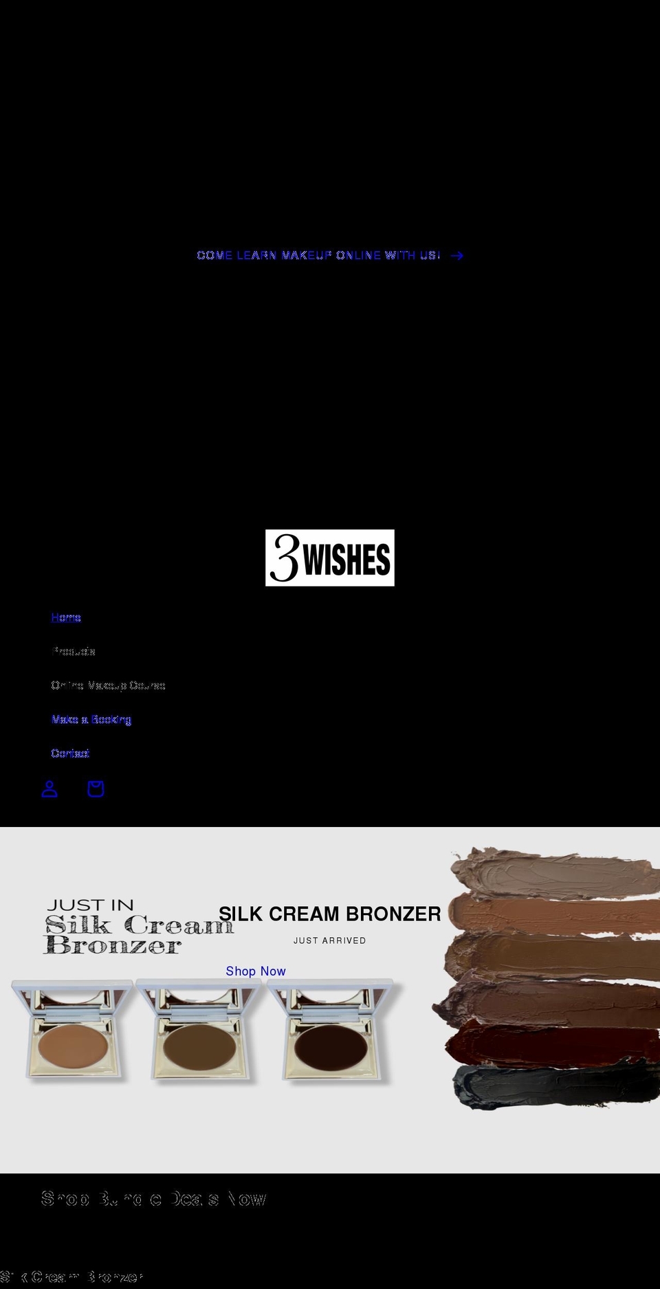 3wishescosmetics.com shopify website screenshot