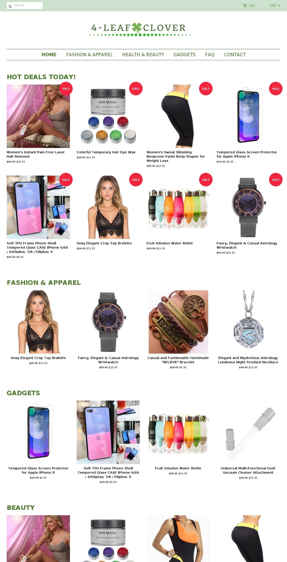 4-leafclover.com — Shopify storefront screenshot