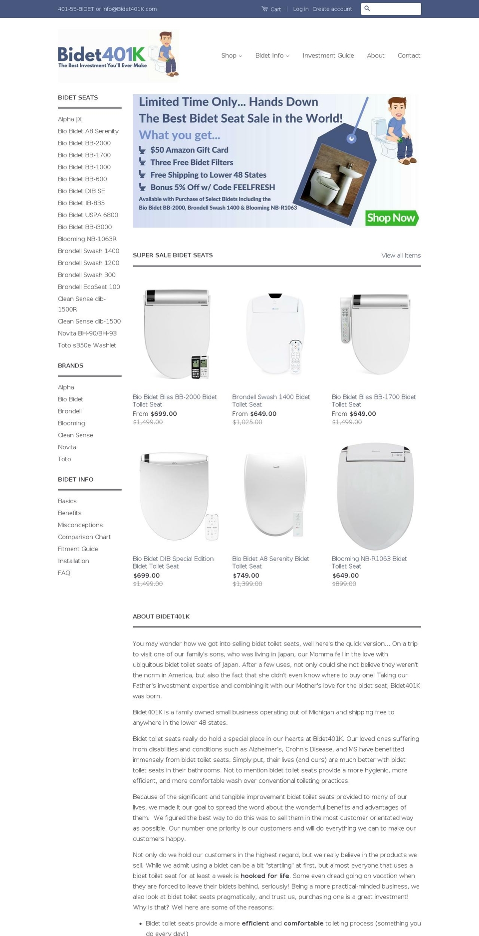 401kbidet.com — Shopify storefront screenshot