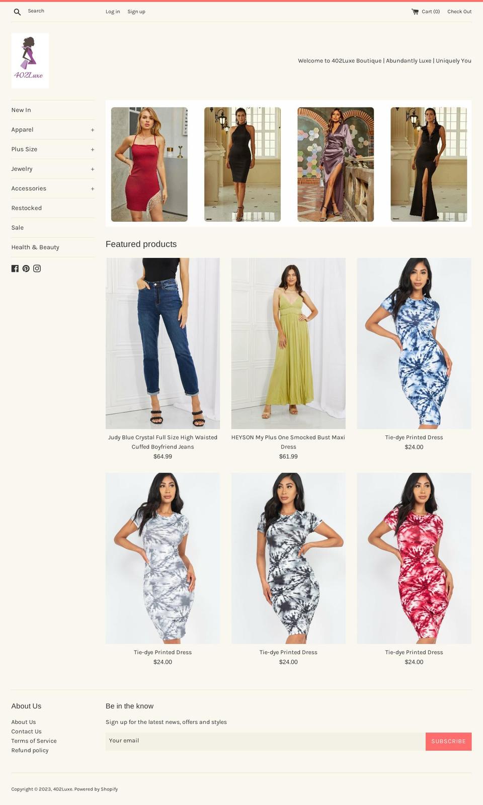 402luxe.com shopify website screenshot