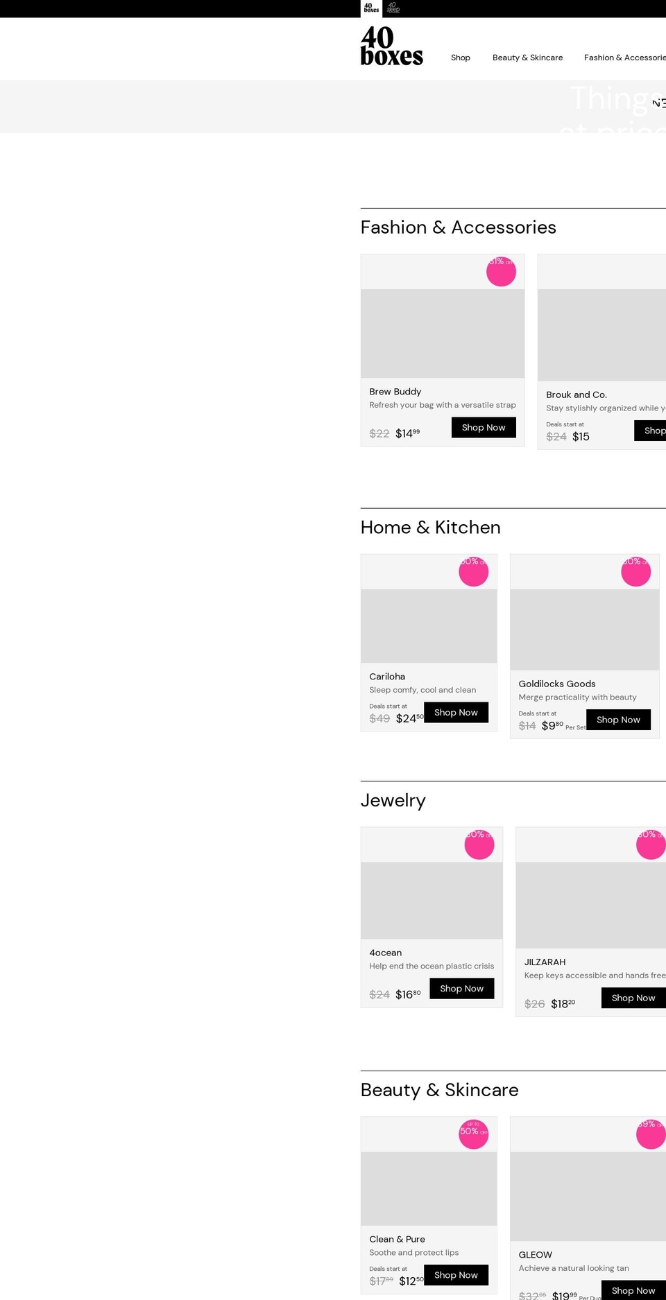 40boxes.com shopify website screenshot