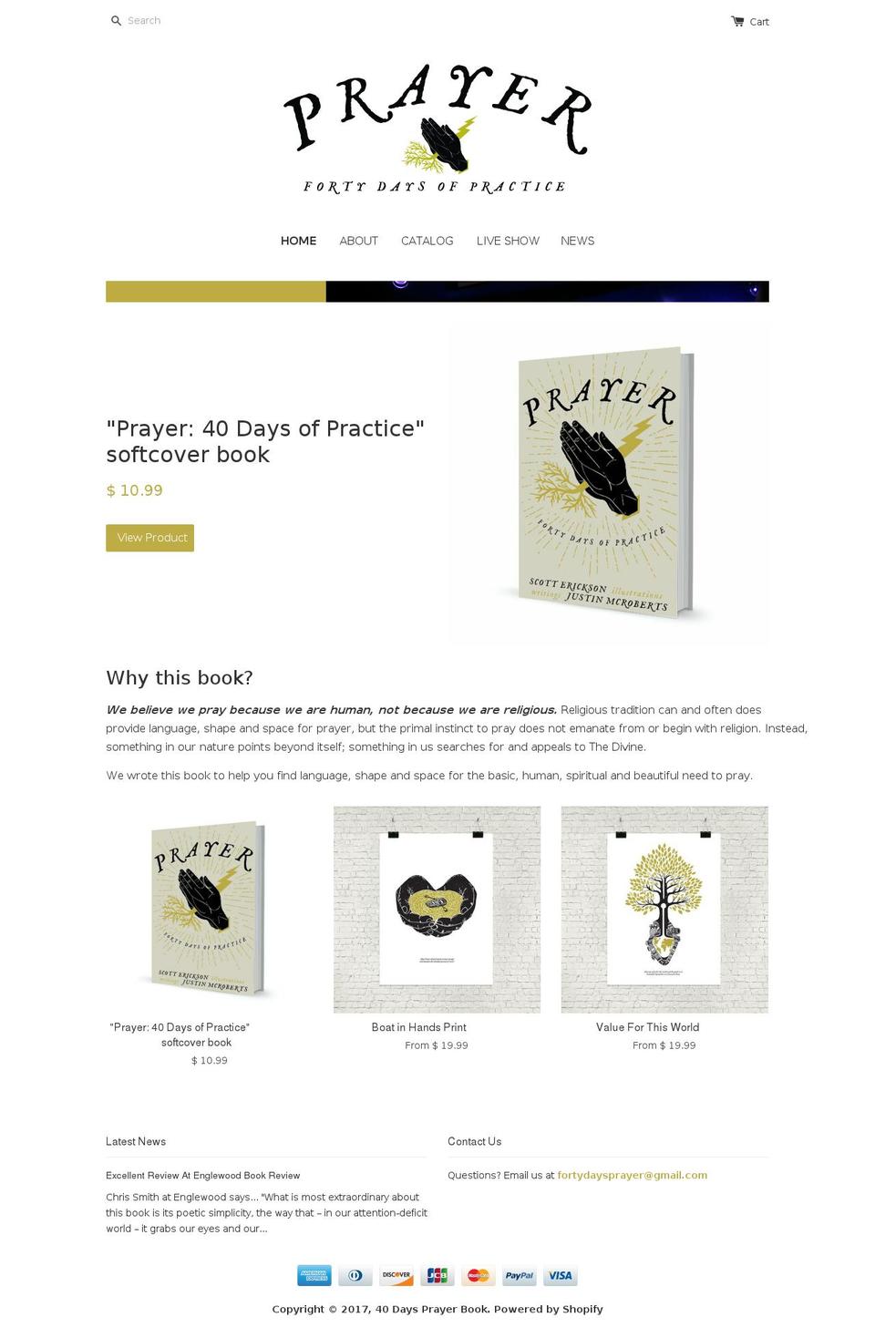 40daysprayerbook.com shopify website screenshot