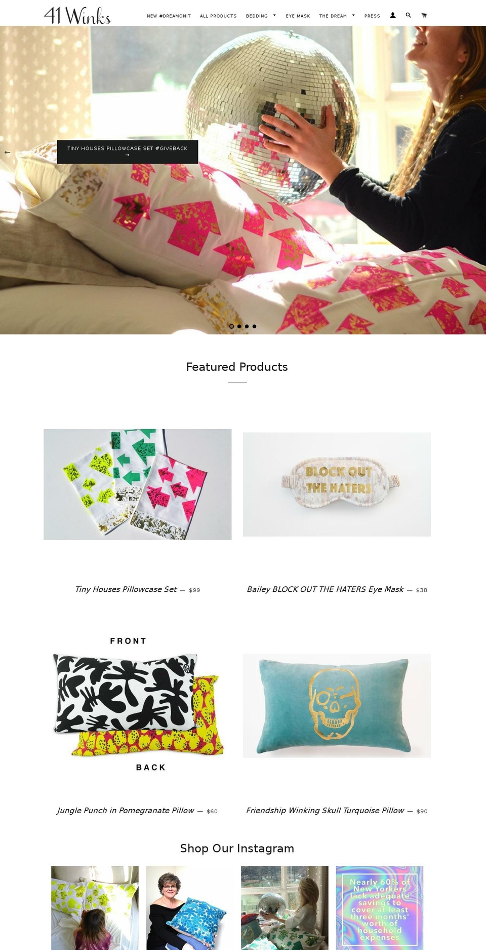 41winks.com shopify website screenshot