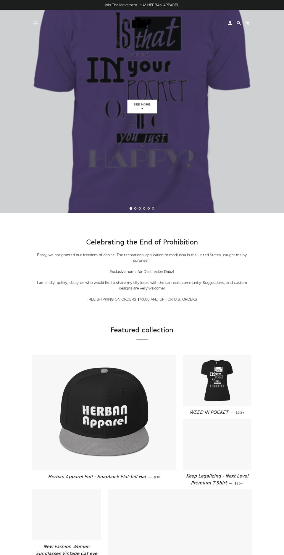 420herbanapparel.com — Shopify storefront screenshot
