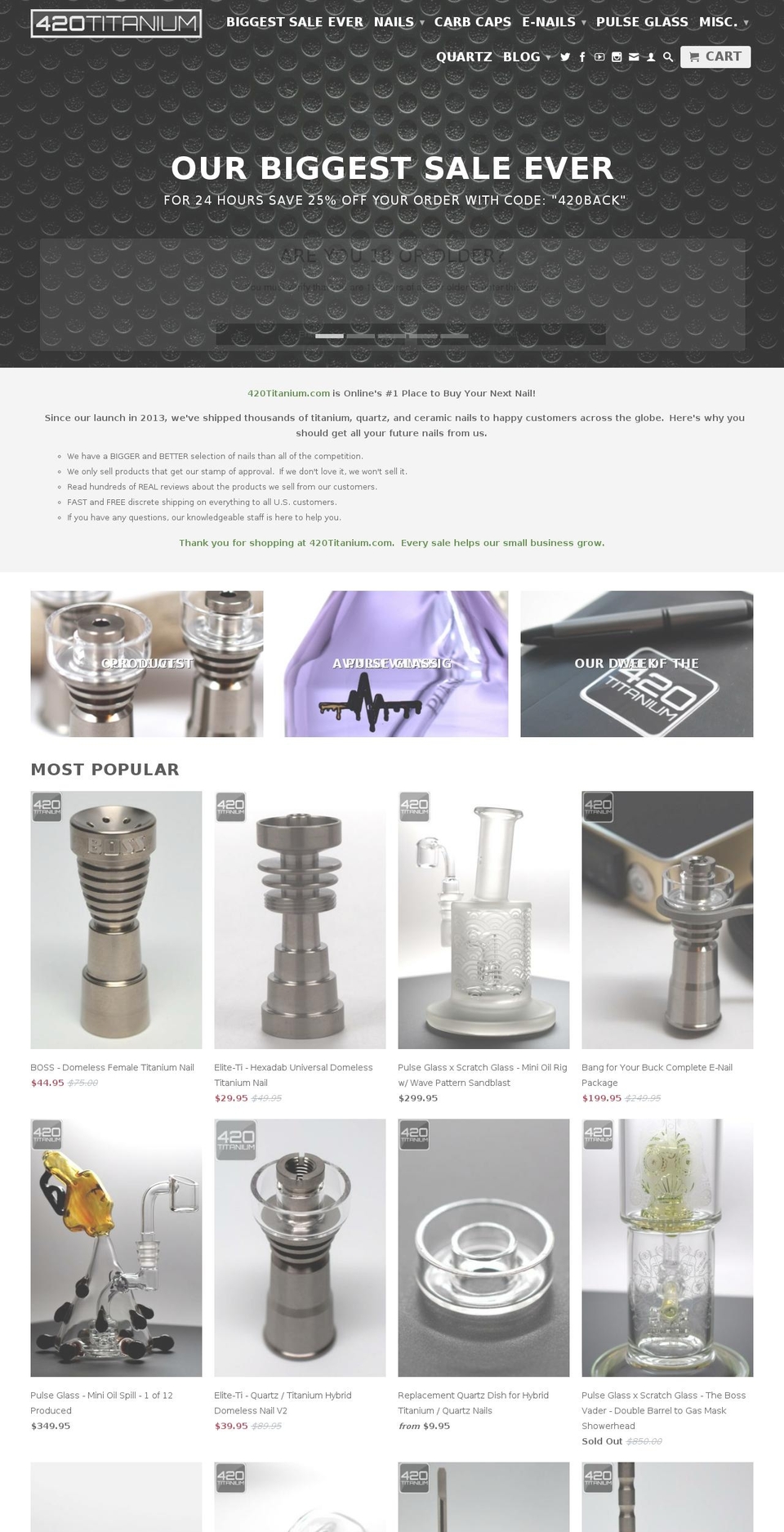 420titanium.com shopify website screenshot