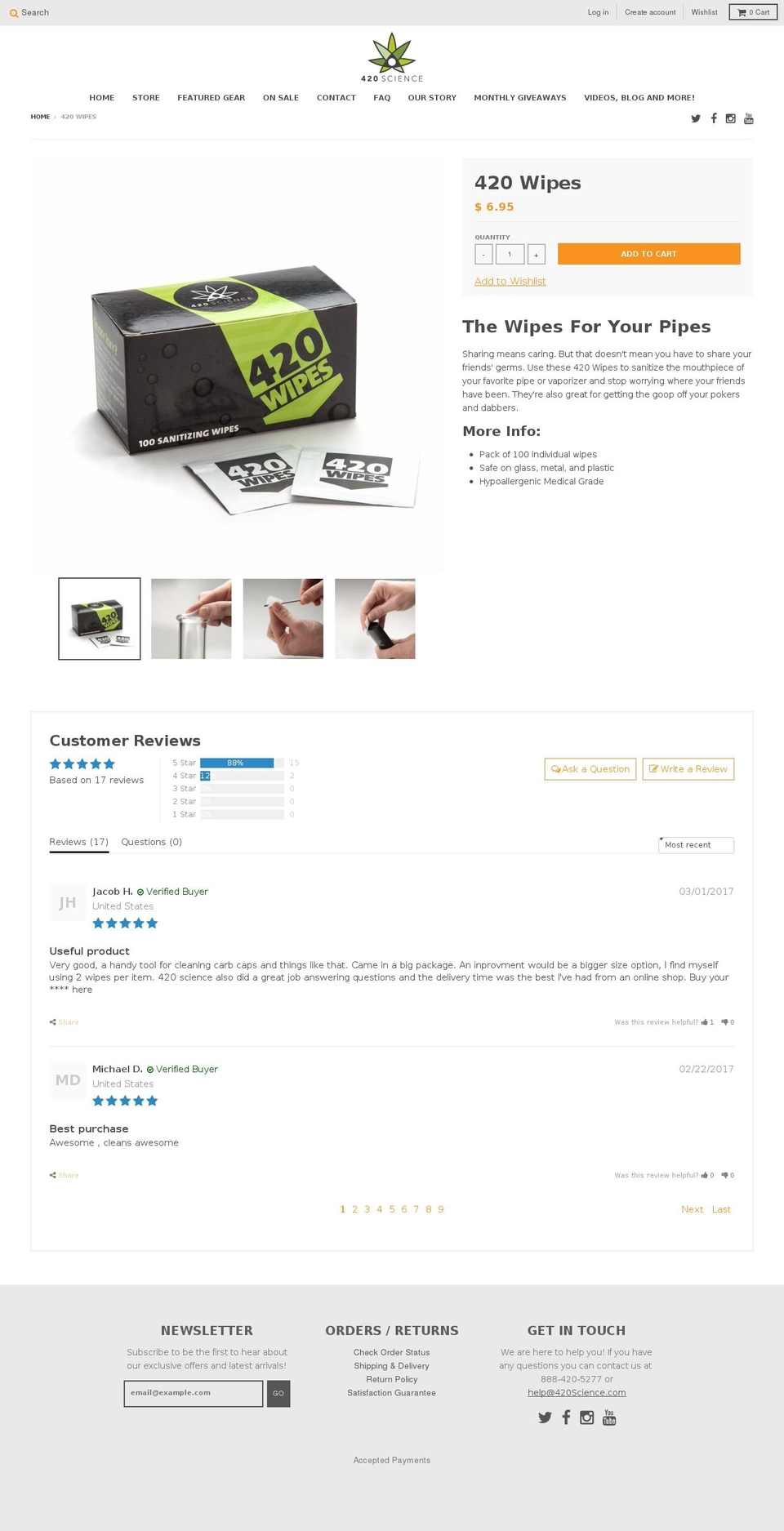 420wipe.com shopify website screenshot