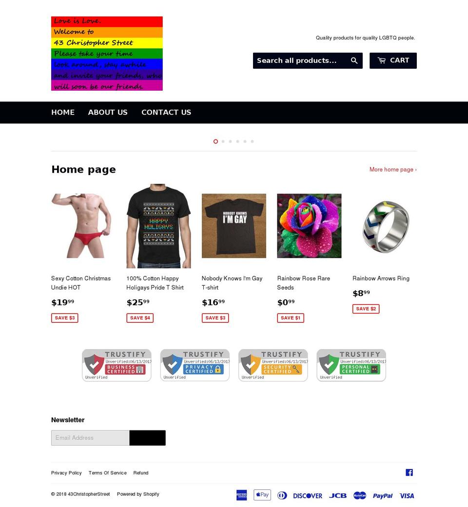 43christopherstreet.com — Shopify storefront screenshot