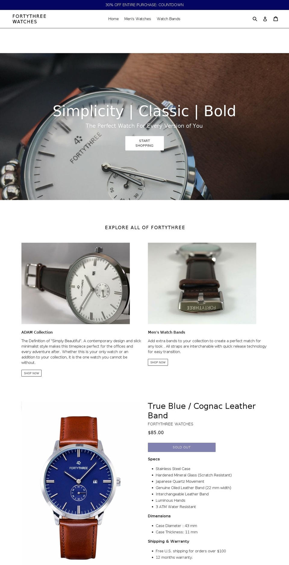 43watches.com — Shopify storefront screenshot