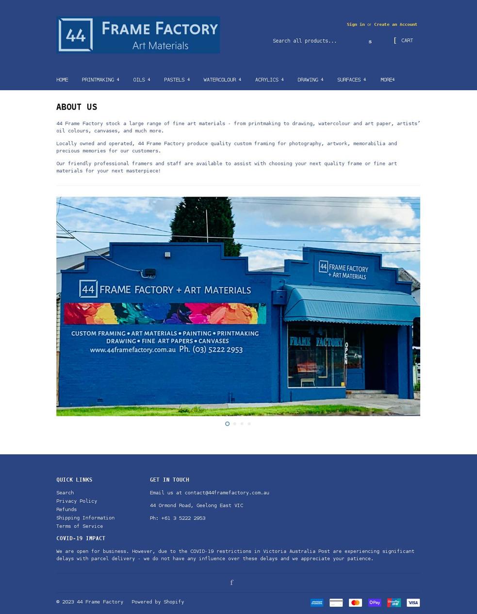 44framefactory.com.au shopify website screenshot