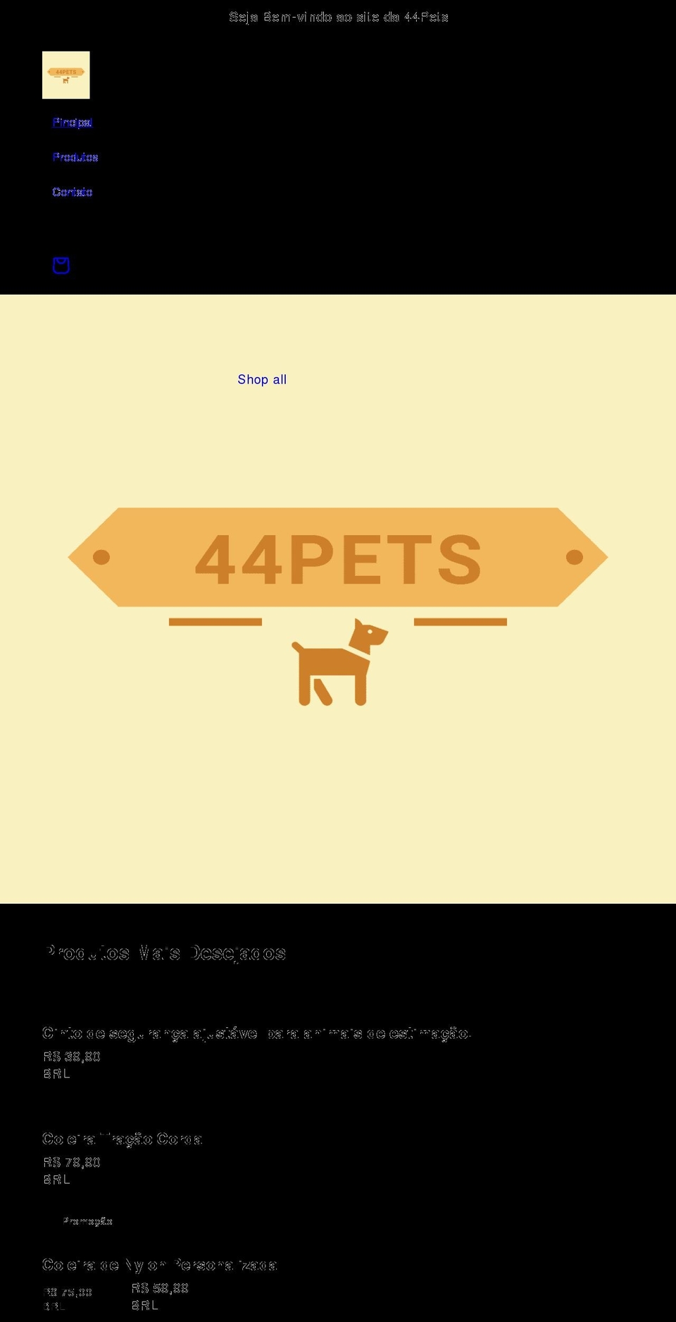 44pets.com shopify website screenshot