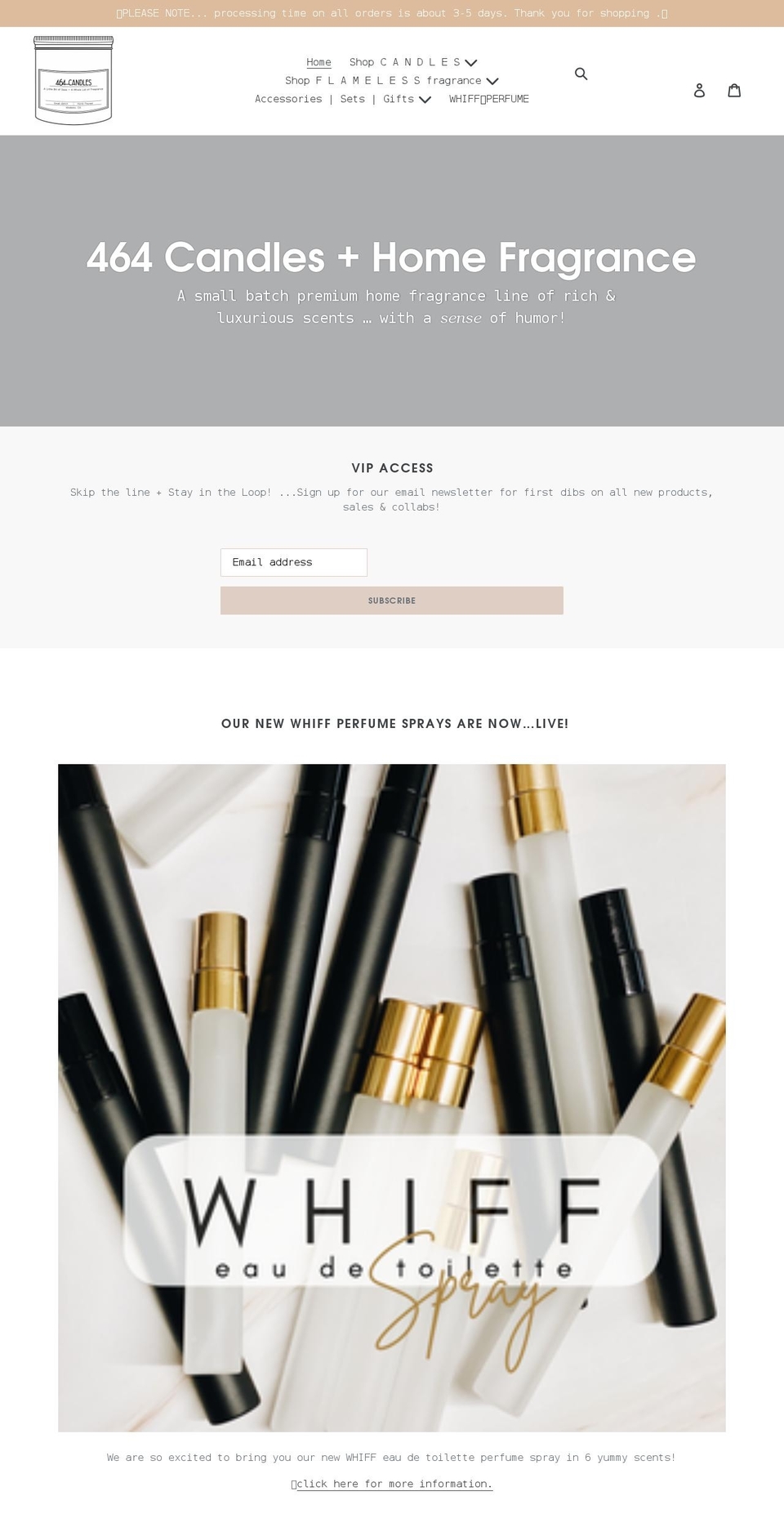464candles.com shopify website screenshot