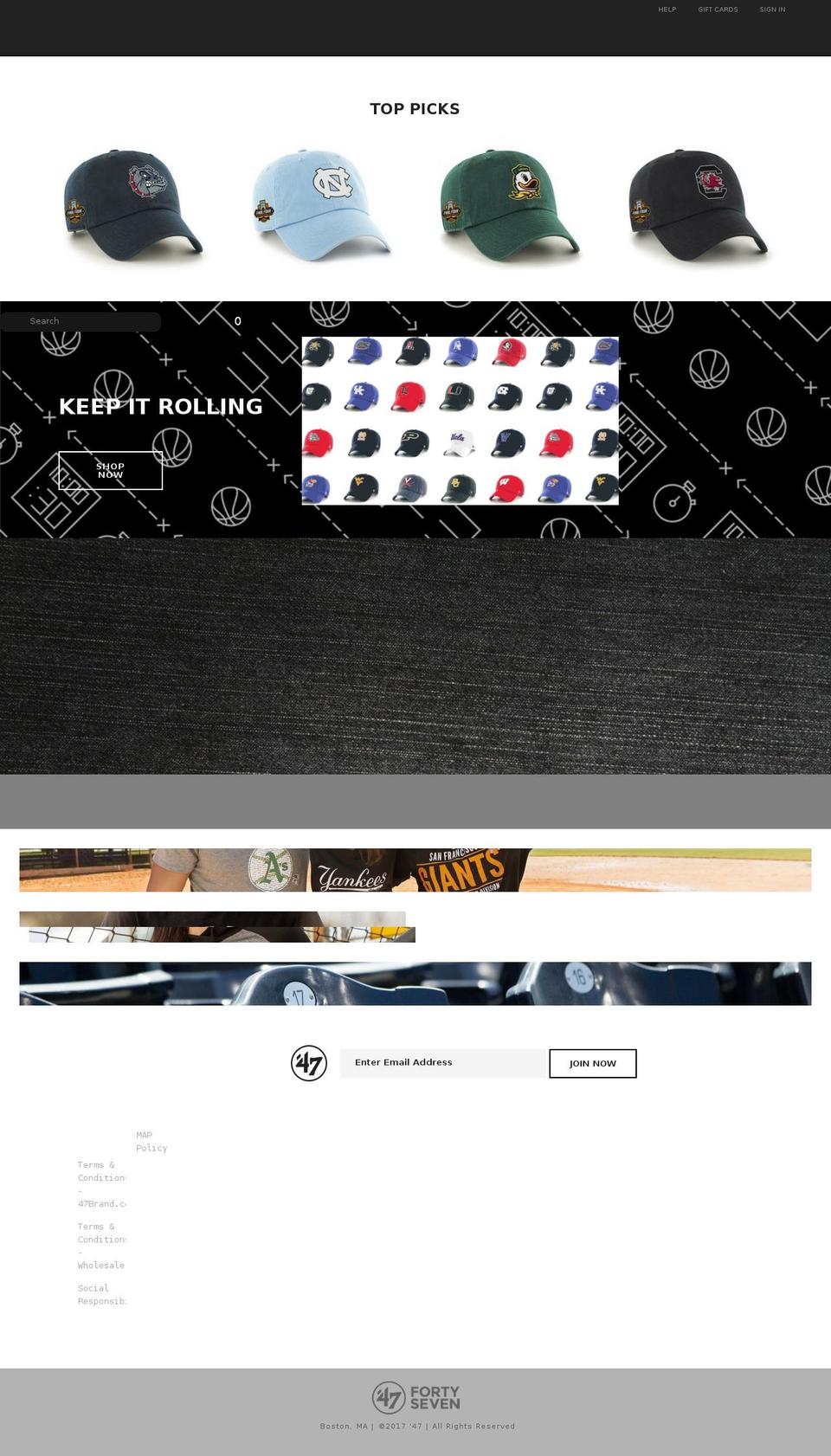 Production Shopify theme site example 47brand.com