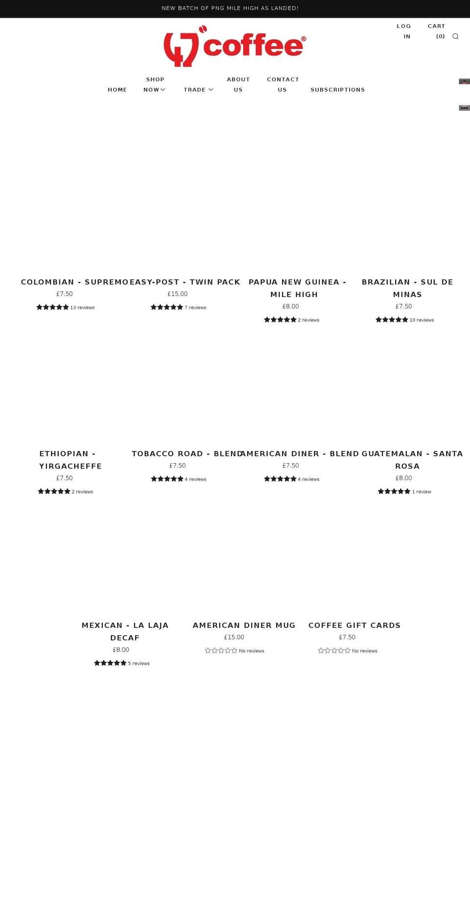 47degreescoffee.com shopify website screenshot