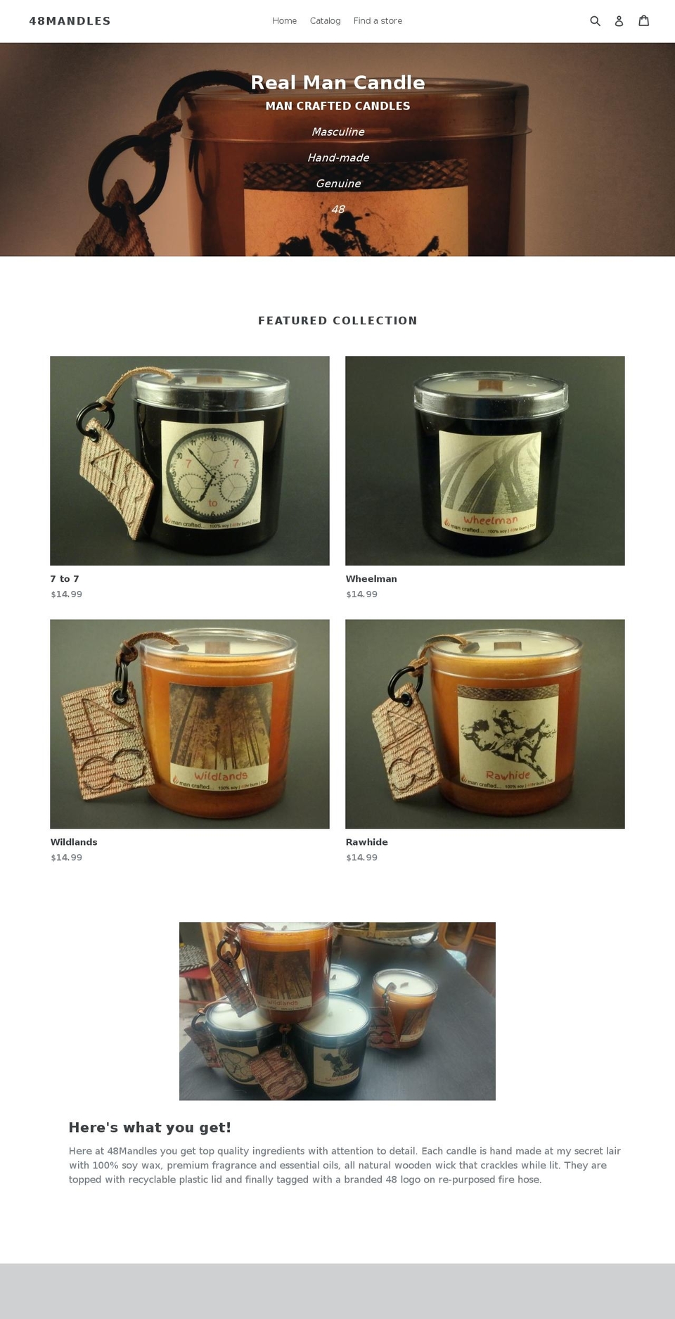 48mandles.com shopify website screenshot