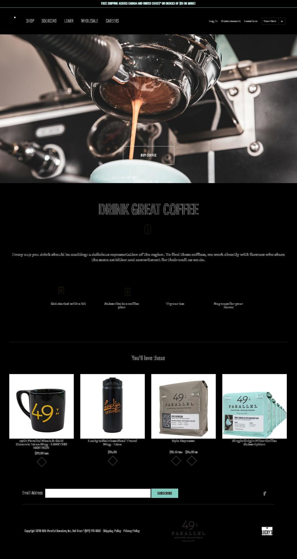 49th.coffee shopify website screenshot