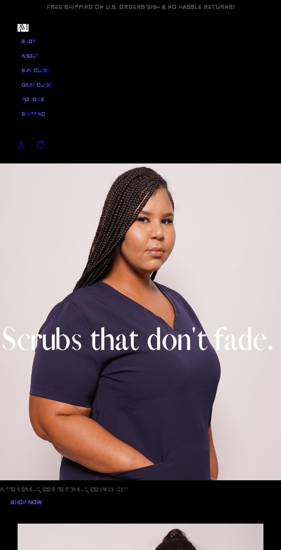 4amscrubs.com shopify website screenshot