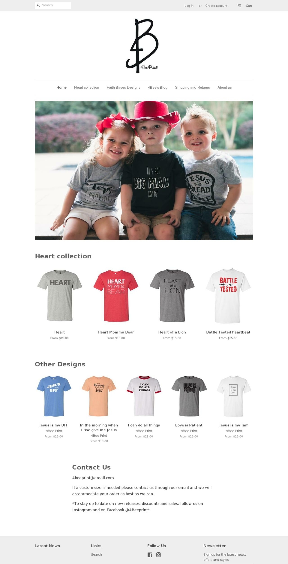 4beeprint.com — Shopify storefront screenshot