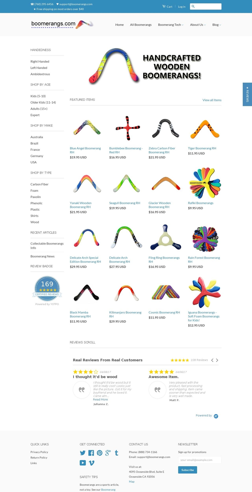 Ready to Ship Shopify theme site example 4boomerangs.com