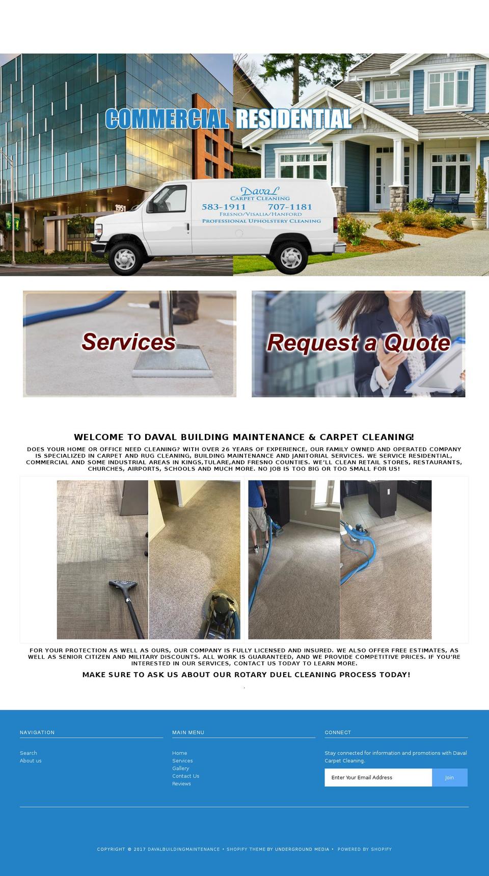 4davalbuildingmaintenance.net shopify website screenshot
