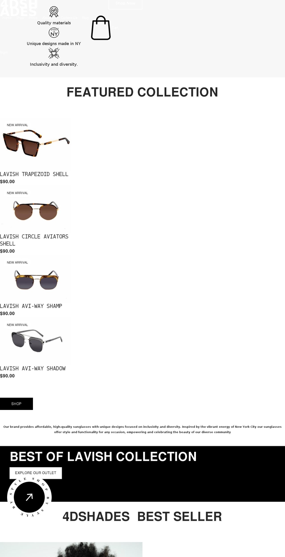 4dshades.com shopify website screenshot