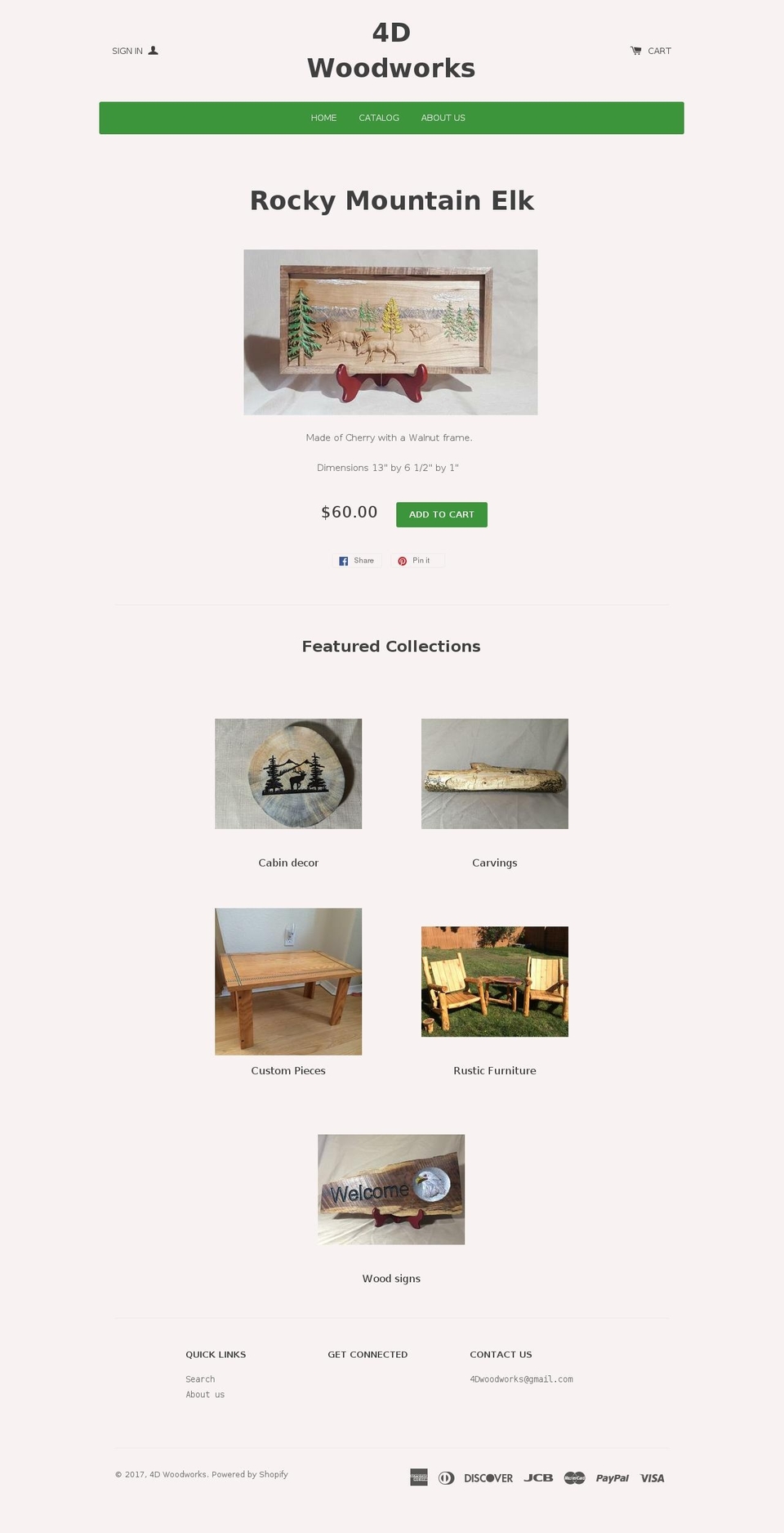 4dwoodworks.com shopify website screenshot
