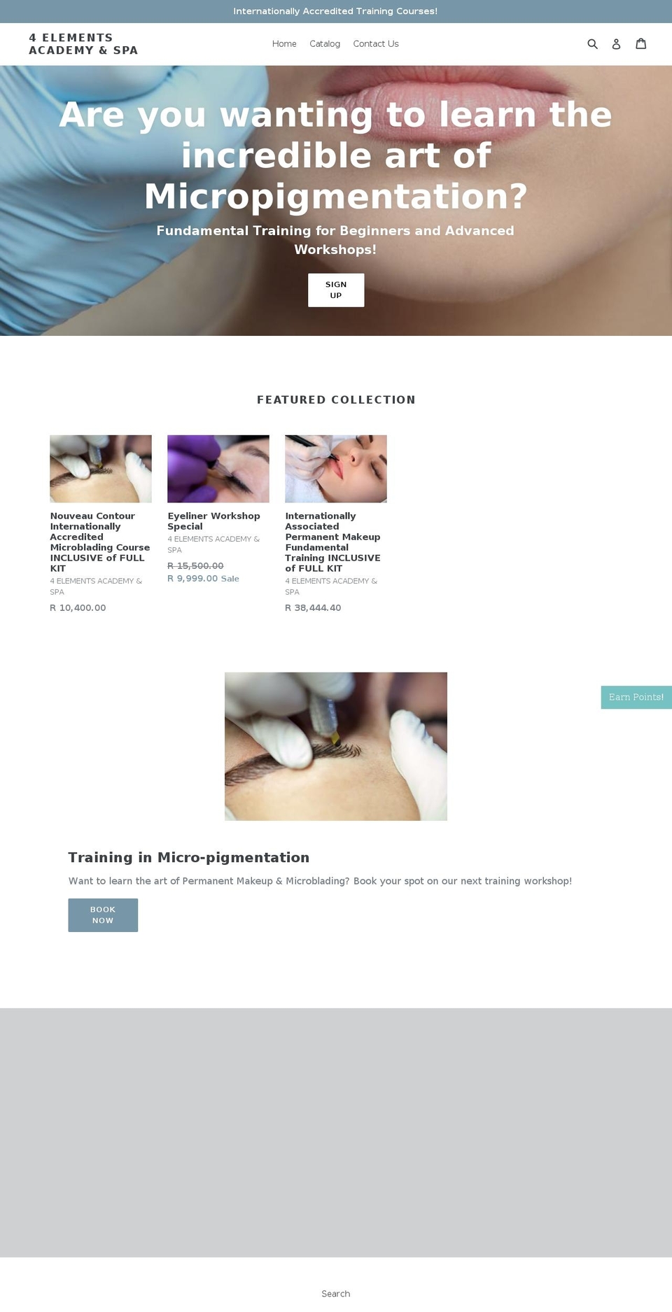 4elementsacademy.com — Shopify storefront screenshot