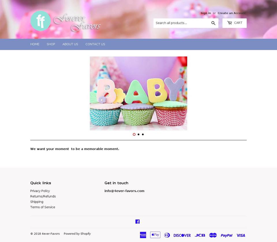 4ever-favors.com — Shopify storefront screenshot