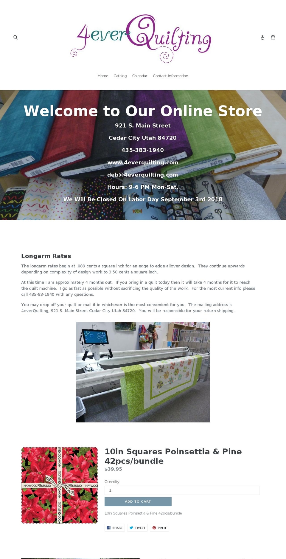 4everquilting.com — Shopify storefront screenshot