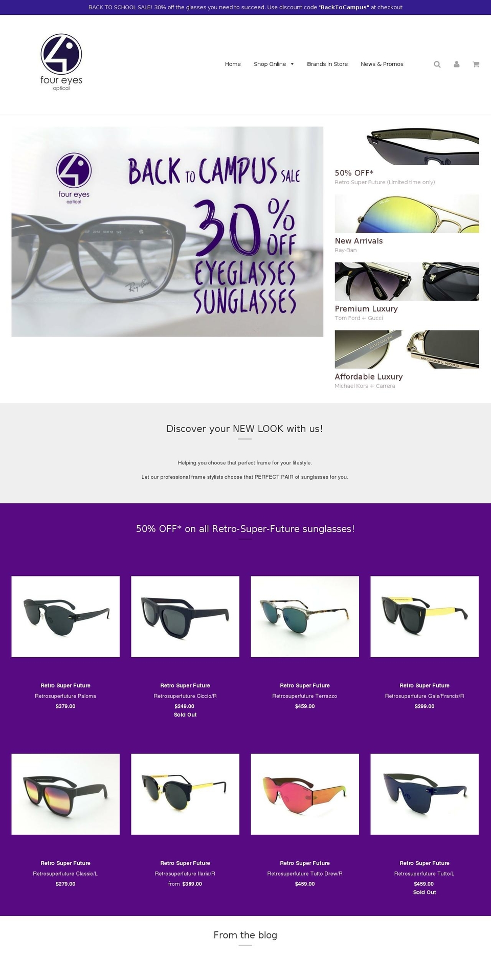 4eyes.ca shopify website screenshot
