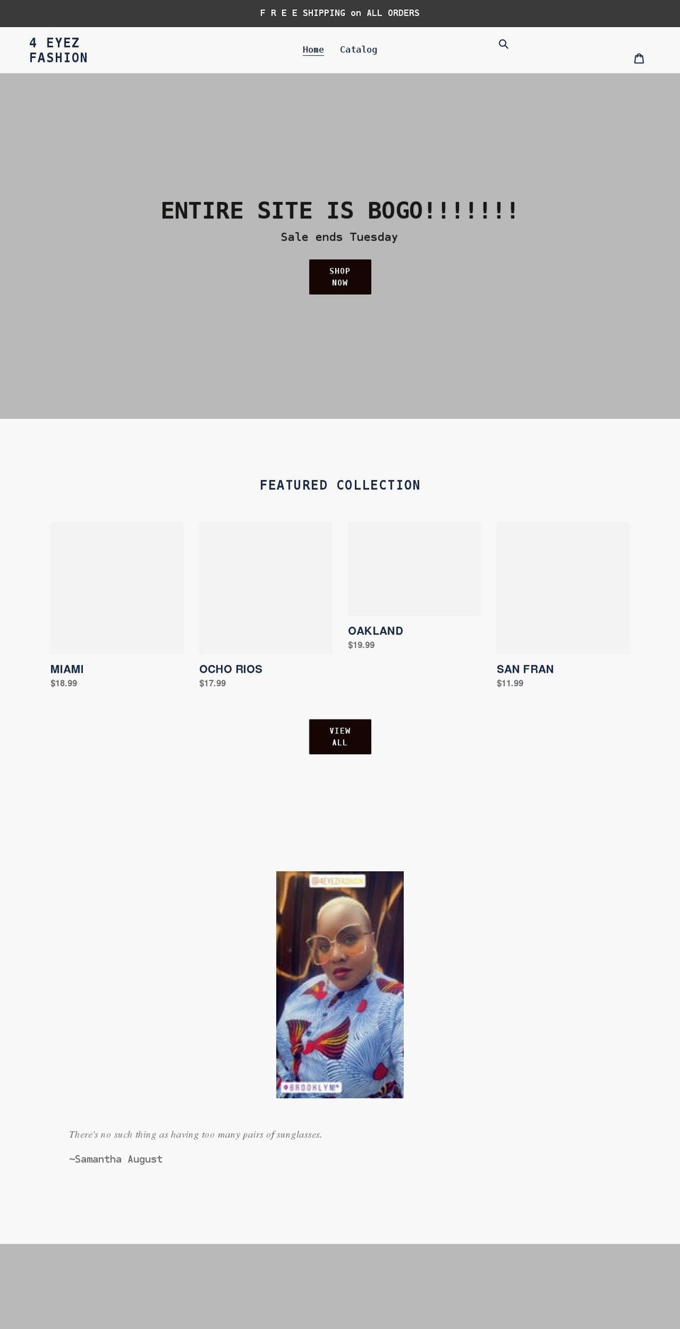 4eyezfashion.com shopify website screenshot